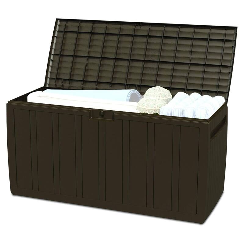 Ram Quality Products Outdoor Backyard Patio Storage Deck Box, 71 Gallon, Brown - 48 x 24 x 22.4 inches - Brown - 48 x 24 x 22.4 inches