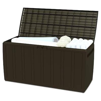 Ram Quality Products Outdoor Backyard Patio Storage Deck Box, 71 Gallon, Brown - 48 x 24 x 22.4 inches