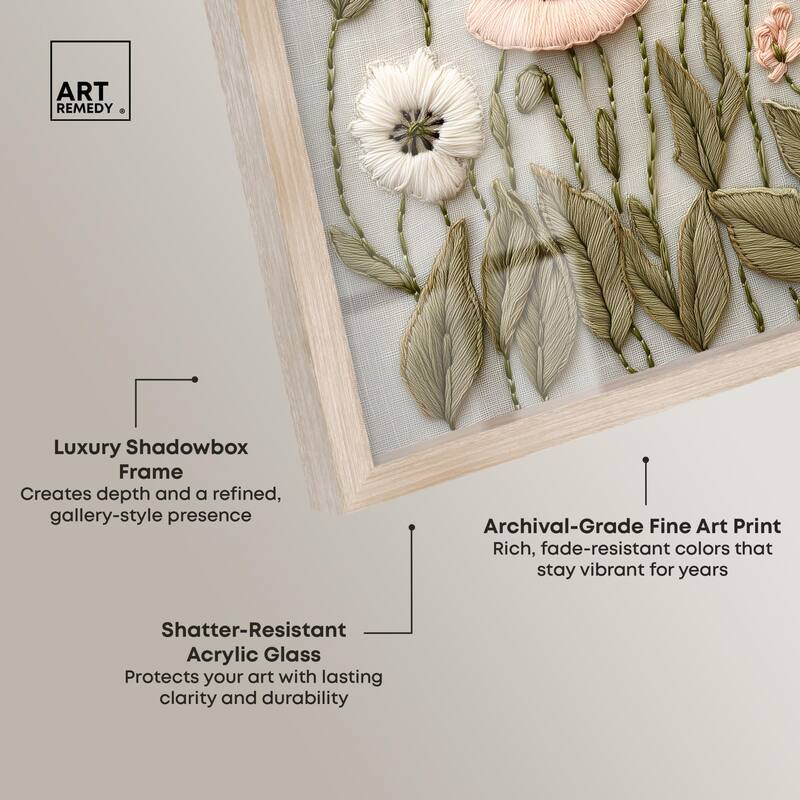 Stitched Serenity I Shadowbox by Art Remedy