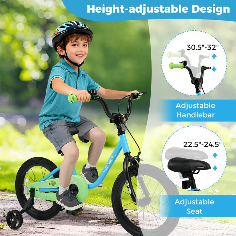 Costway 12-Inch Kids Bicycle with Adjustable Seat Front Handbrake & - See Details