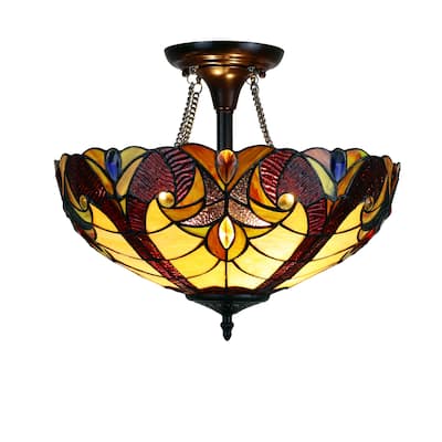 Victorian Design 2-light Dark Bronze Semi-Flush Mount Fixture