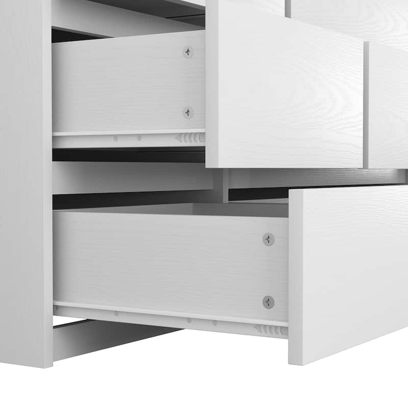 71.7" H Modern Wardrobe Closet with 2 Doors & 6 Drawers, Wooden Clothing Storage Cabinet with Hanging Rail