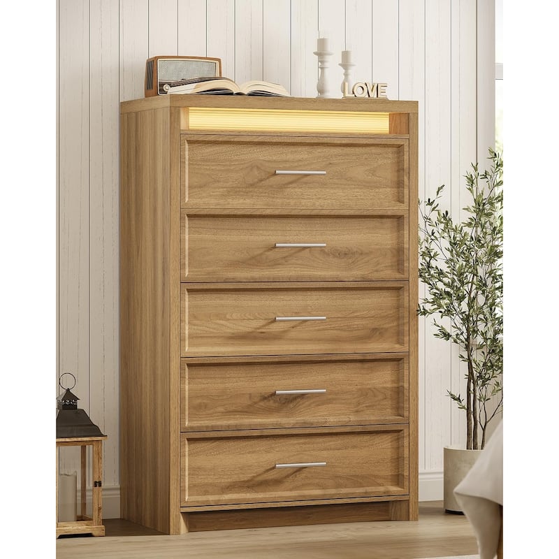 Dresser for Bedroom with Drawers Mid-Century Modern Dresser 3 Color Lights