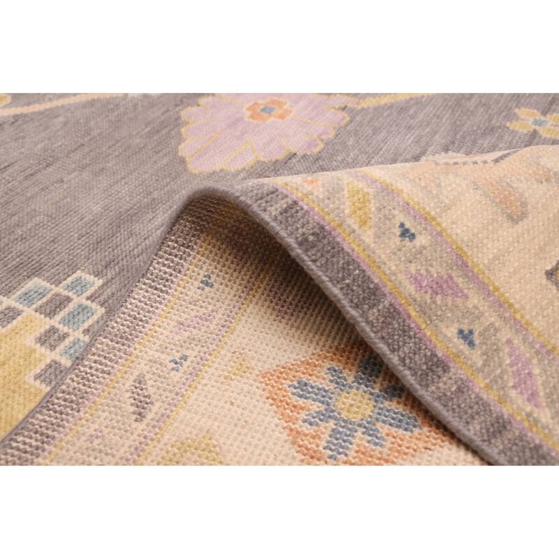 ECARPETGALLERY Hand-knotted Modern Oushak Dark Grey Wool Rug - 8'0 x 9'9