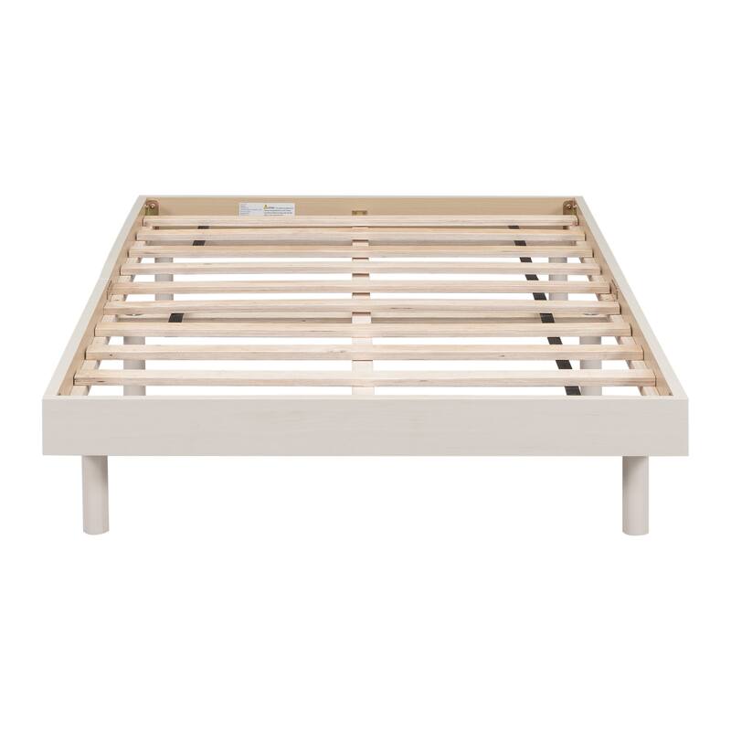 Twin Size Floating Platform Bed with Rubberwood Legs & Plywood Slats