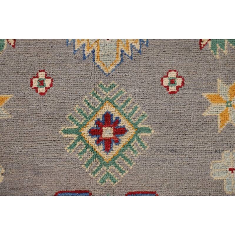 Gray Kazak Area Rug Handmade Wool Carpet - 8'1" x 12'4"