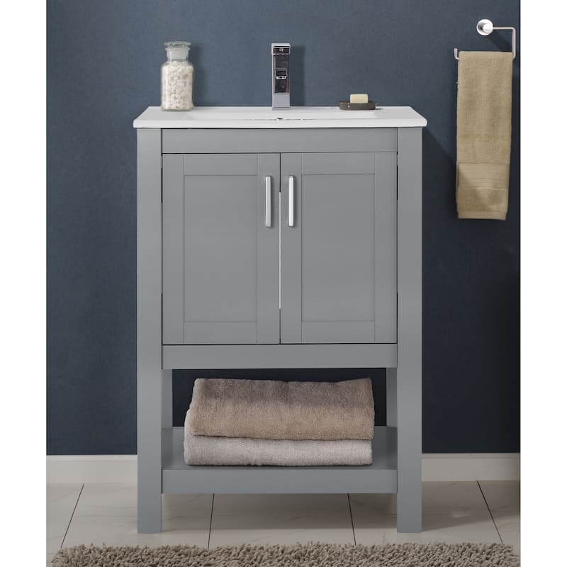 Saint Birch White Ceramic 1 Hole Single Bathroom Vanity Top With Sink