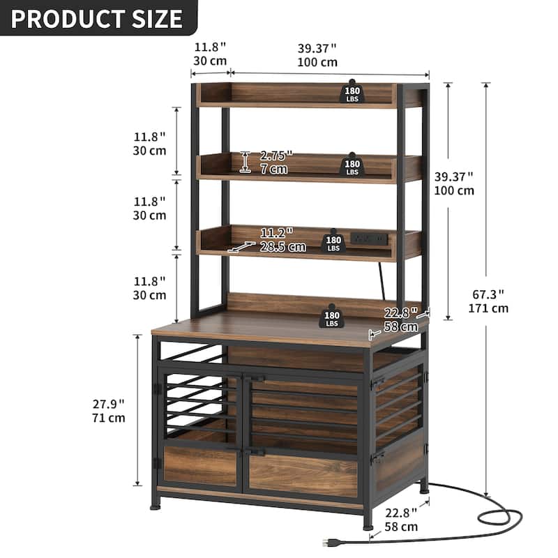 Moasis 4 Tier Storage rack Pet Crate Dog Cage Furniture with Power Outlet