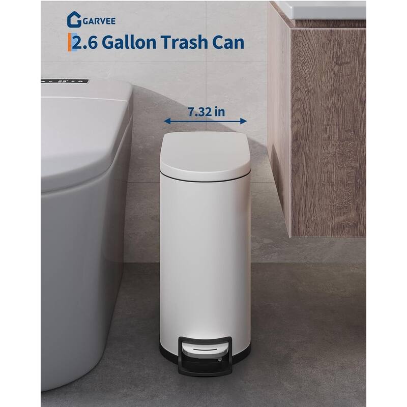 2.6 Gallon/10 Liter Slim Trash Can, Stainless Steel Garbage Bin with Removable Inner Bucket
