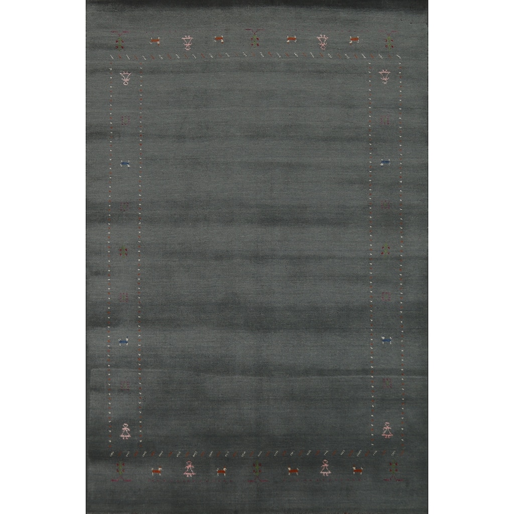 Hand Knotted Oriental 100% Wool Carpet Tribal Tribal Greys & Charcoal Gabbeh Area Rug - 7' 9'' X 5' 0''
