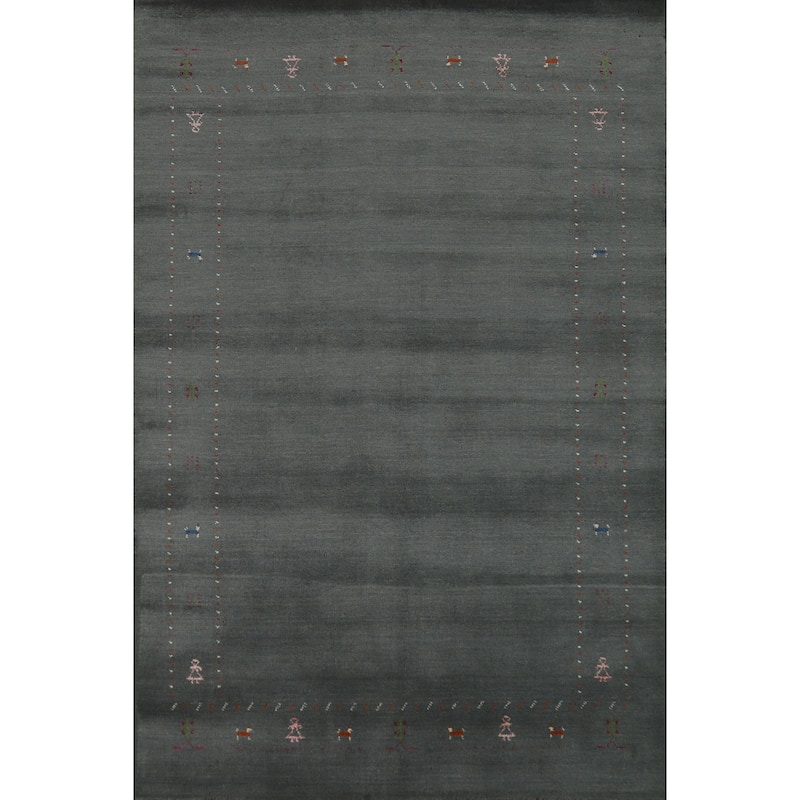 Hand Knotted Oriental 100% Wool Carpet Tribal Tribal Greys & Charcoal Gabbeh Area Rug - 7' 9'' X 5' 0''
