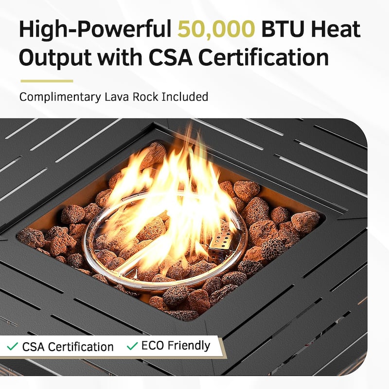 Pocassy Outdoor Sofa Swivel Chair and Ottman with 30in Fire Pit Table