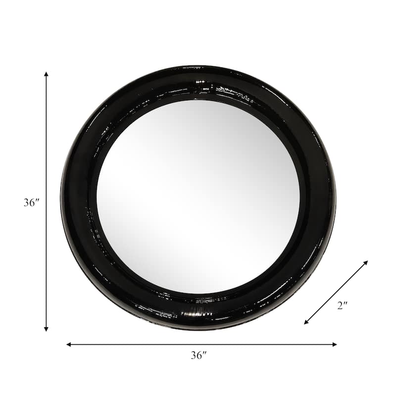 36" Mounted Round Metal Wall Mirror Contemporary Black Circle Hanging Mirror for Bedroom, Bathroom, Home or Office