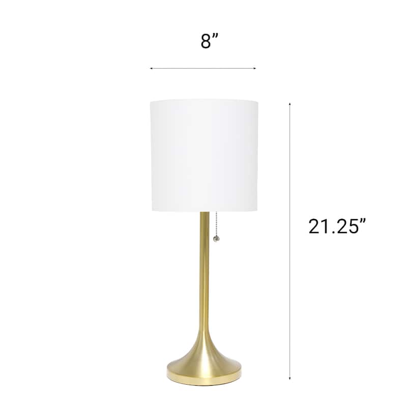 21.25" Modern Glam Metal Table Lamp with Silk Shade and Pull-Chain Switch for Bedroom or Living Room - 8"L x 8"W x 21.25"H
