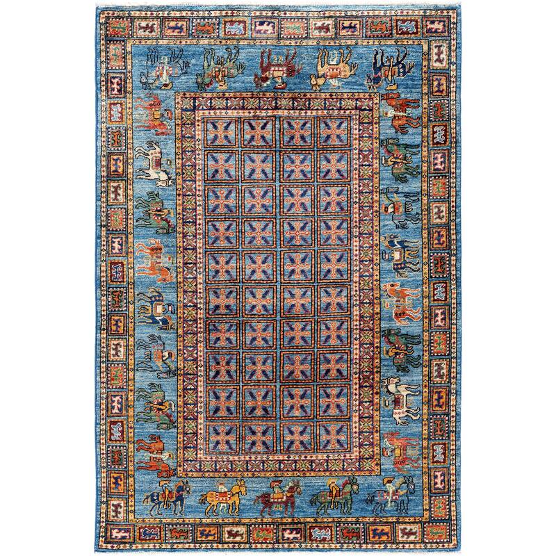 Serapi One-of-a-Kind Hand-Knotted Area Rug - Blue - 4' 0" x 5' 11"