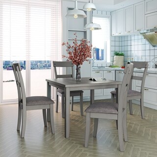 5 Piece Dining Table Set, Wooden Table & 4 Chairs, With High-density 