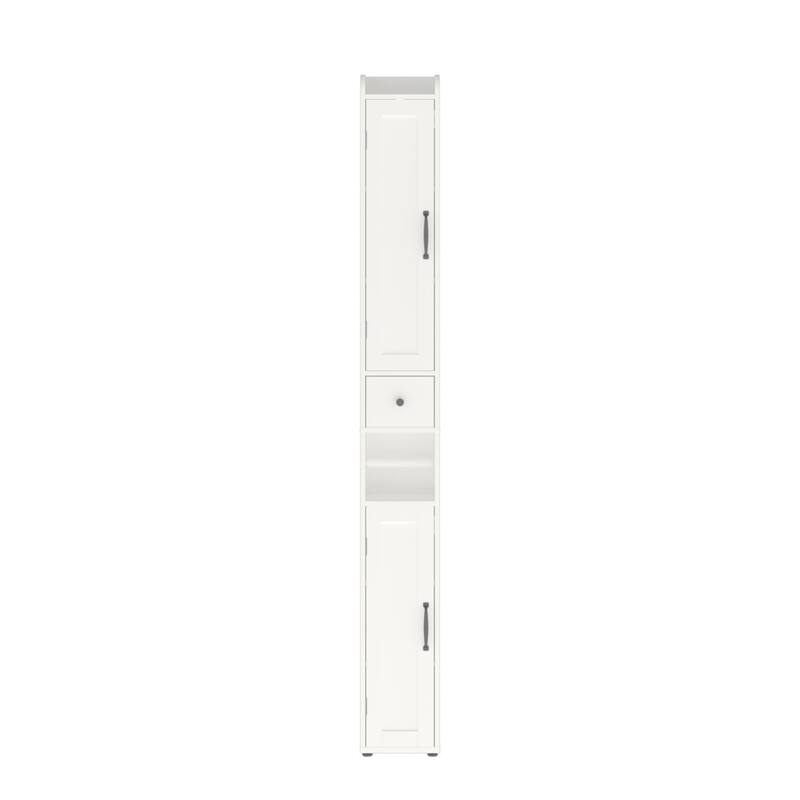 67.51" Tall Slim Storage Cabinet – 2 Doors, Adjustable Shelves, Anti-Tip, White (For Bathroom/Kitchen/Small Spaces)‌