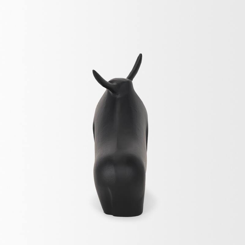 Radu Large Matte Black Metal Bull Decorative Object - 12.6L x 4.8W x 10.5H