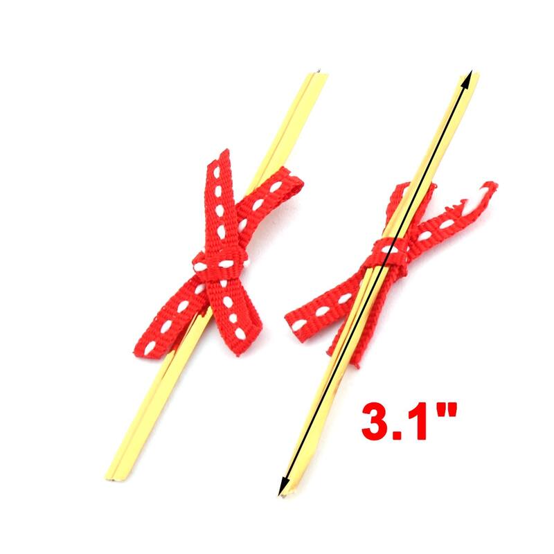 Gift Bowknot Design Candy Cookie Bag Packing Sealing Twist Tie Rope Red 40pcs