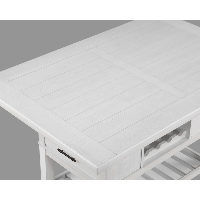 1pc Counter Height Table with Storage Drawers Wine Rack Open Shelf White Finish Dining Room Wooden Furniture