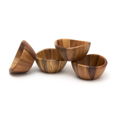 Acacia Wave Bowls, Set of 4