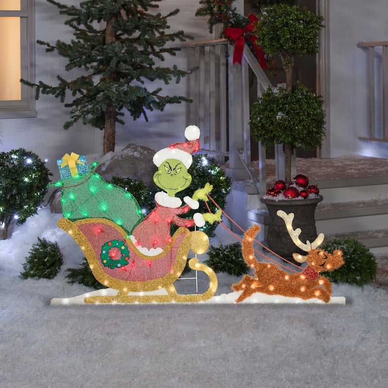 Holiday Flat-tastics-Lighted KD Grinch Sleigh Scene-Dr. Seuss