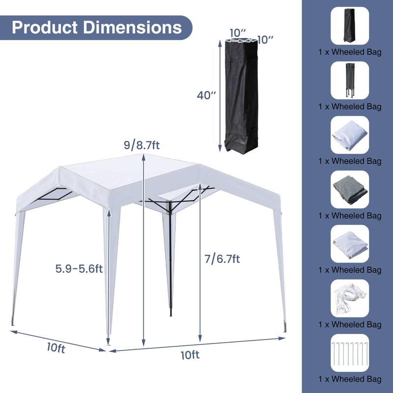 Costway 10 X 10 FT Pop up Canopy Tent with 4 Sidewalls Mesh Netting - See Details