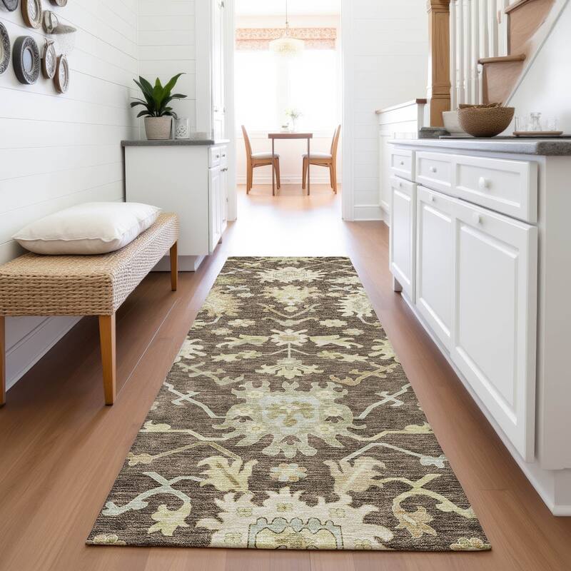 Premium Washable Super Soft Traditional Persian Mayfield Rug - Chocolate - 2'3" x 7'6"
