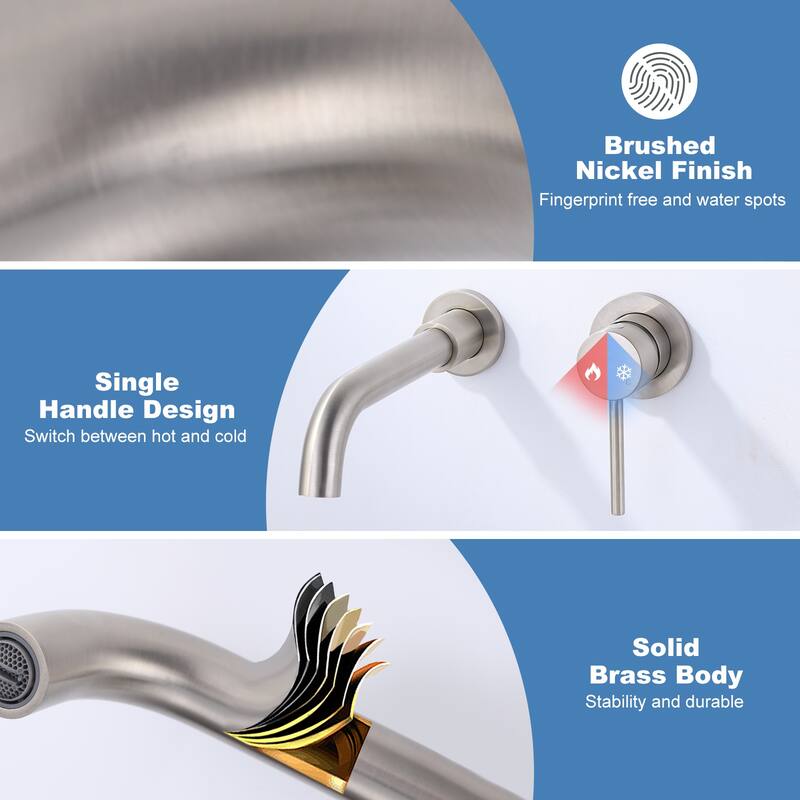 WOWOW Wall Mount Single Handle Bathroom Faucet