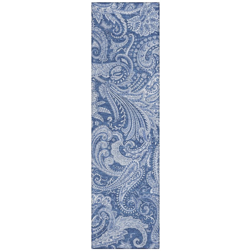 Machine Washable Indoor/ Outdoor Chantille Paisley Traditional Rug