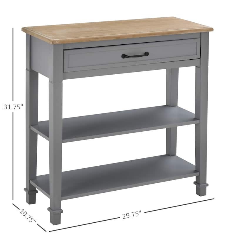 HOMCOM Retro-Styled Sofa Console Entry Hallway Table with Multifunctional Design, Durable Build, & Large Storage