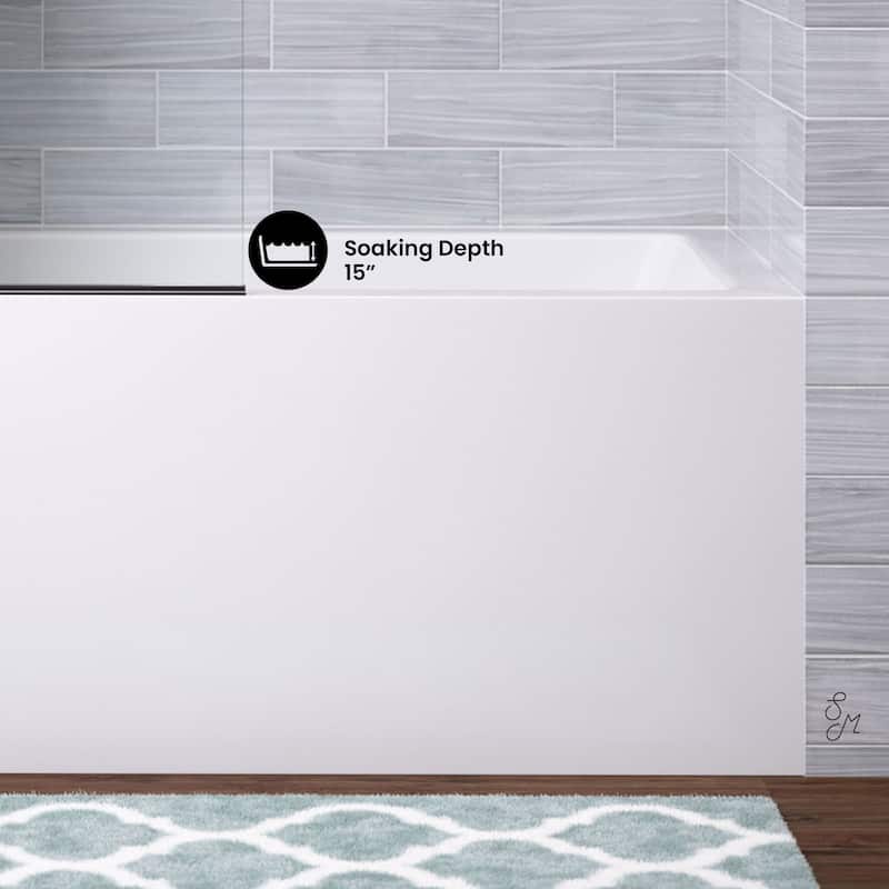 Voltaire 54 X 30 Skirted Left Drain Soaking Apron Bathtub In Glossy White With Integrated Overflow, Drain Included