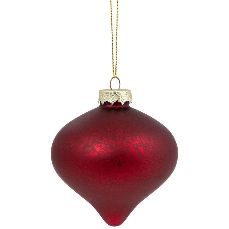 Mercury Style Onion and Ball Glass Christmas Ornament Set - 3" - Red - 12ct