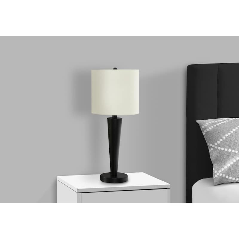 Lighting, Set Of 2, 24"h, Table Lamp, Usb Port Included, Black Metal, Ivory / Cream Shade, Contemporary