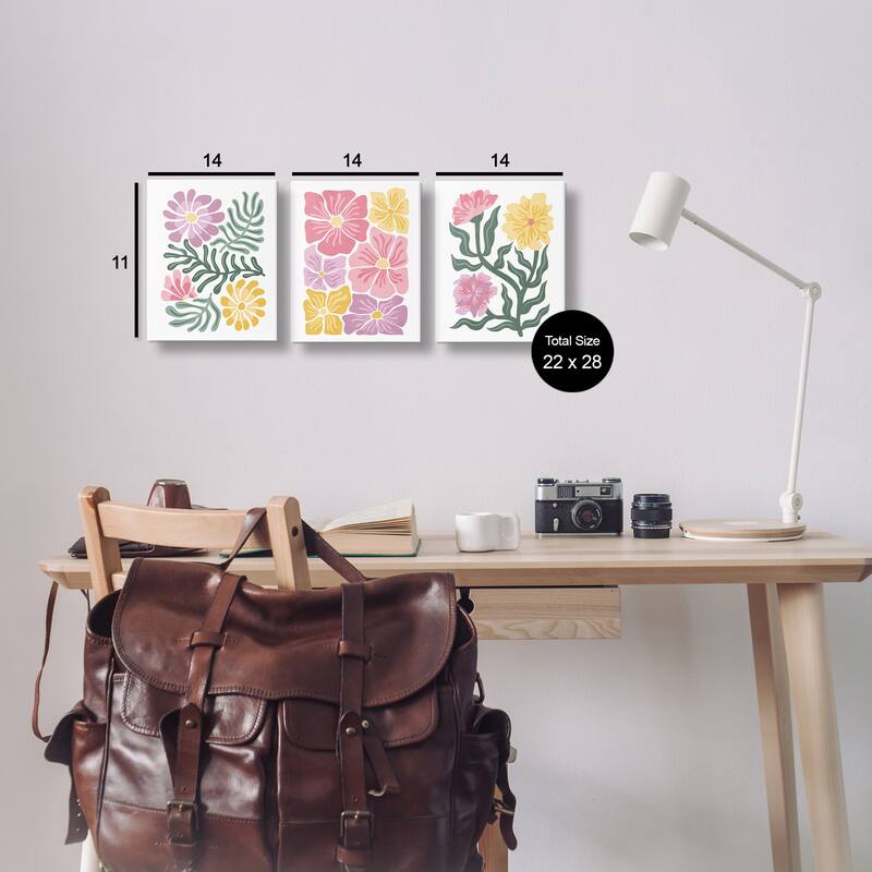Stupell Minimal Spring Hue Flowers Canvas Wall Art Design By Kim Allen (Set of 3)