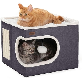 Cat Bed for Indoor Cats Cube House, Covered Cat Cave Beds Bed