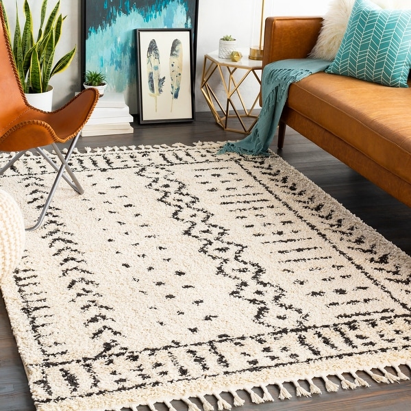 Kortne Bohemian Geometric Shag Area Rug
