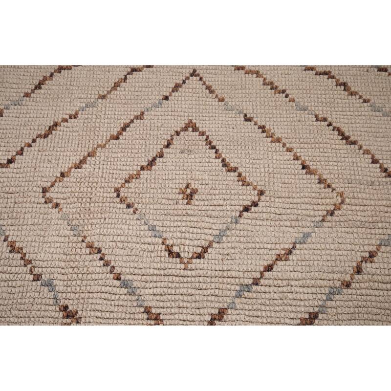 All-Over Geometric Moroccan Oriental Area Rug Hand-Knotted Wool Carpet - 7'0" x 10'5"