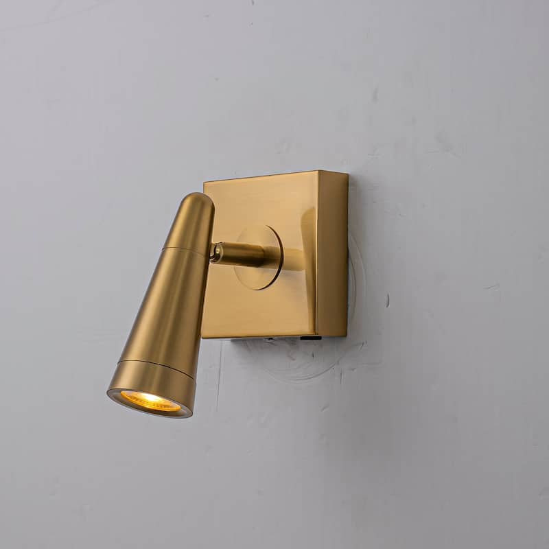 CraftHome Rechargeable Cordless Wall Sconce Brass Spot Light with Remote and Stepless Touch Dimming Adjustable Head Accent Light - W5" - Gold