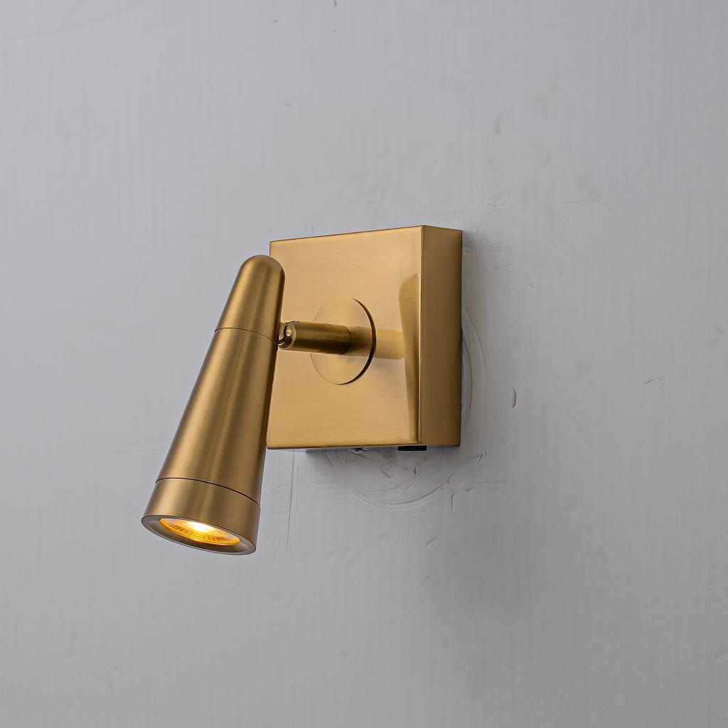 CraftHome Rechargeable Cordless Wall Sconce Brass Spot Light with Remote and Stepless Touch Dimming Adjustable Head Accent Light