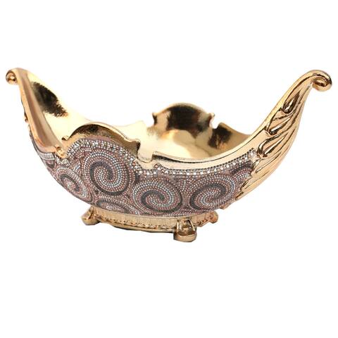 Clihome Chrome Plated Crystal Embellished Ceramic Fruit Platter