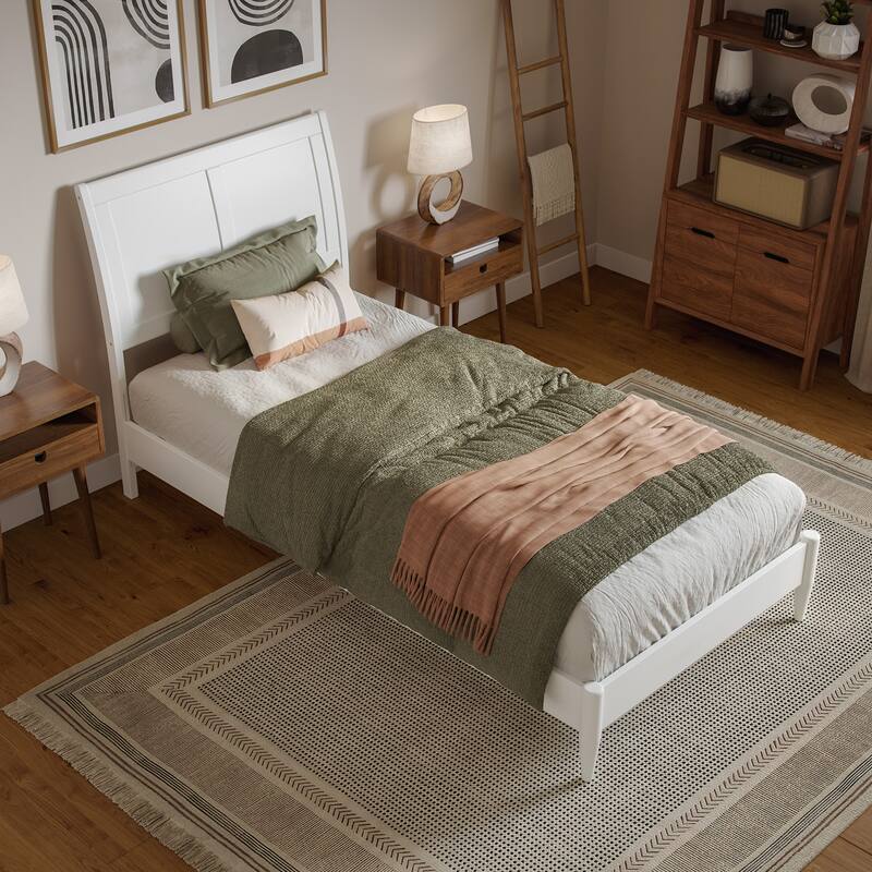 Valencia Solid Wood Low Profile Sleigh Platform Bed