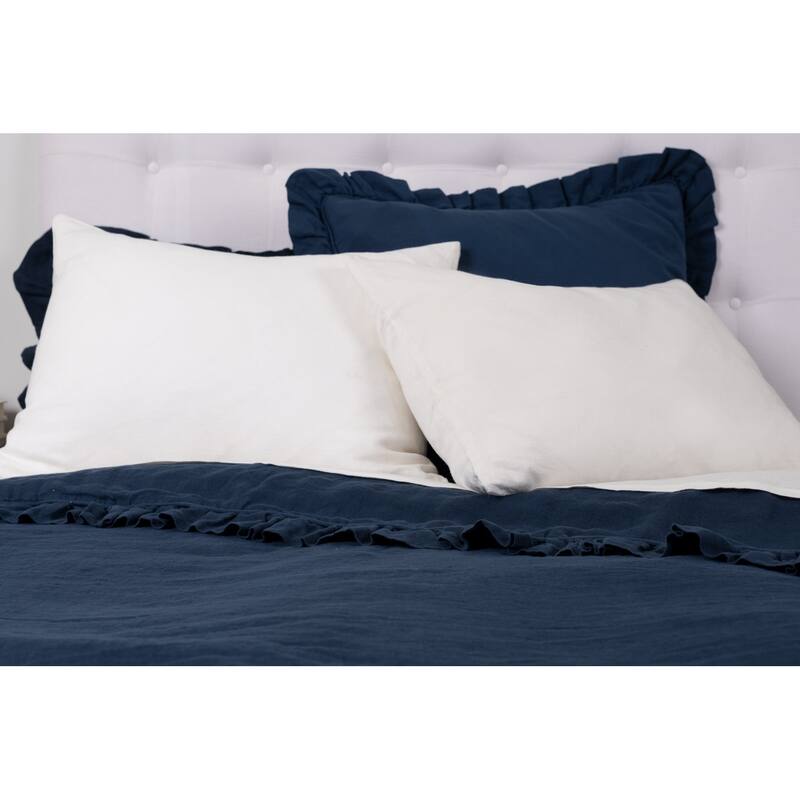 Basillo, Linen, Indigo, Duvet Cover - Indigo - Oversized King