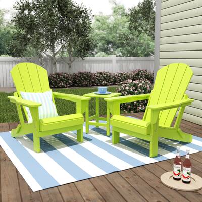 POLYTRENDS Laguna All Weather Poly Outdoor Patio Adirondack Chair Set - with Square Side Table (3-Piece)