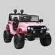 preview thumbnail 2 of 0, 12V Battery-Powered Ride On Truck for Kids, Parent Remote Control, LED Lights, Horn, Spring Suspension & Adjustable Speed Pink