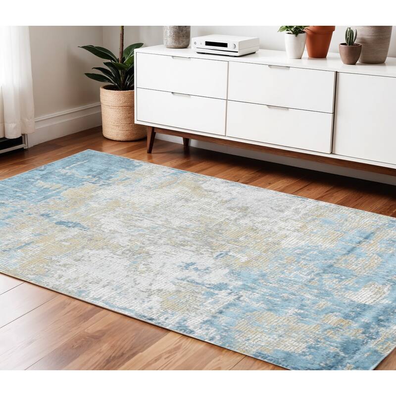 HomeRoots Abstract Contemporary Rectangle Area Rug - 72.00 in. x 49.00 in.  x 0.25 in.