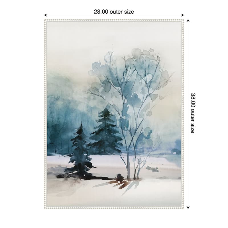 Dusty Blue II by Isabelle Z Framed Canvas Wall Art Print - Sylvie Beaded White - 28 x 38 in