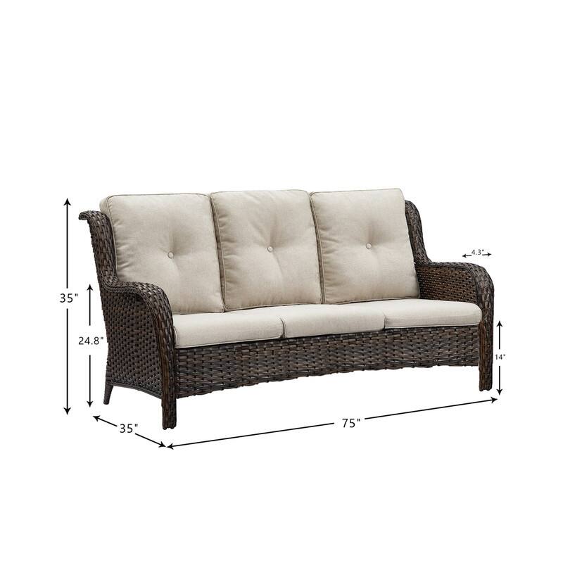 Outdoor Wicker 3-Seater Sofa with cushion, high back and deep seating