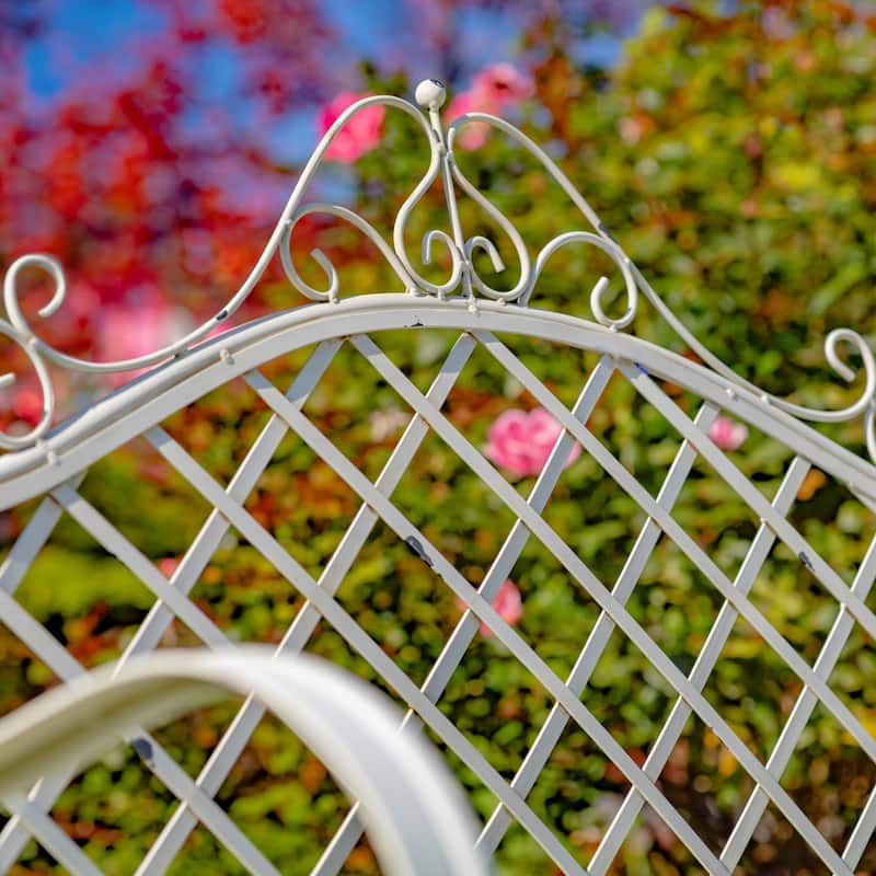 Iron Garden Bench "Stephania" in Antique White