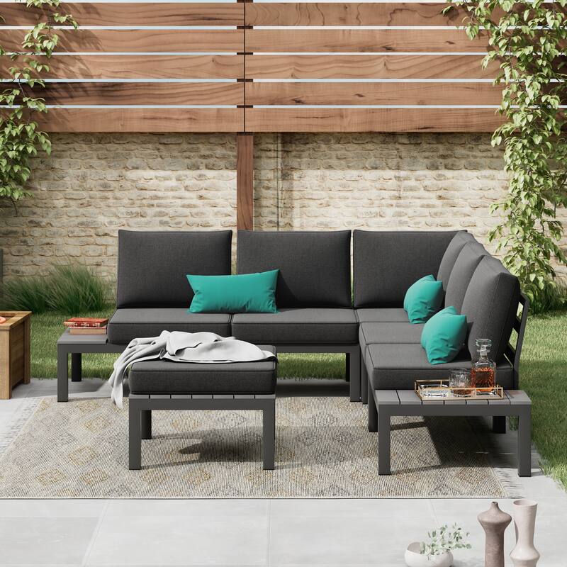 Corvus Fox Bay Aluminum Outdoor 6-piece Sectional Sofa Set